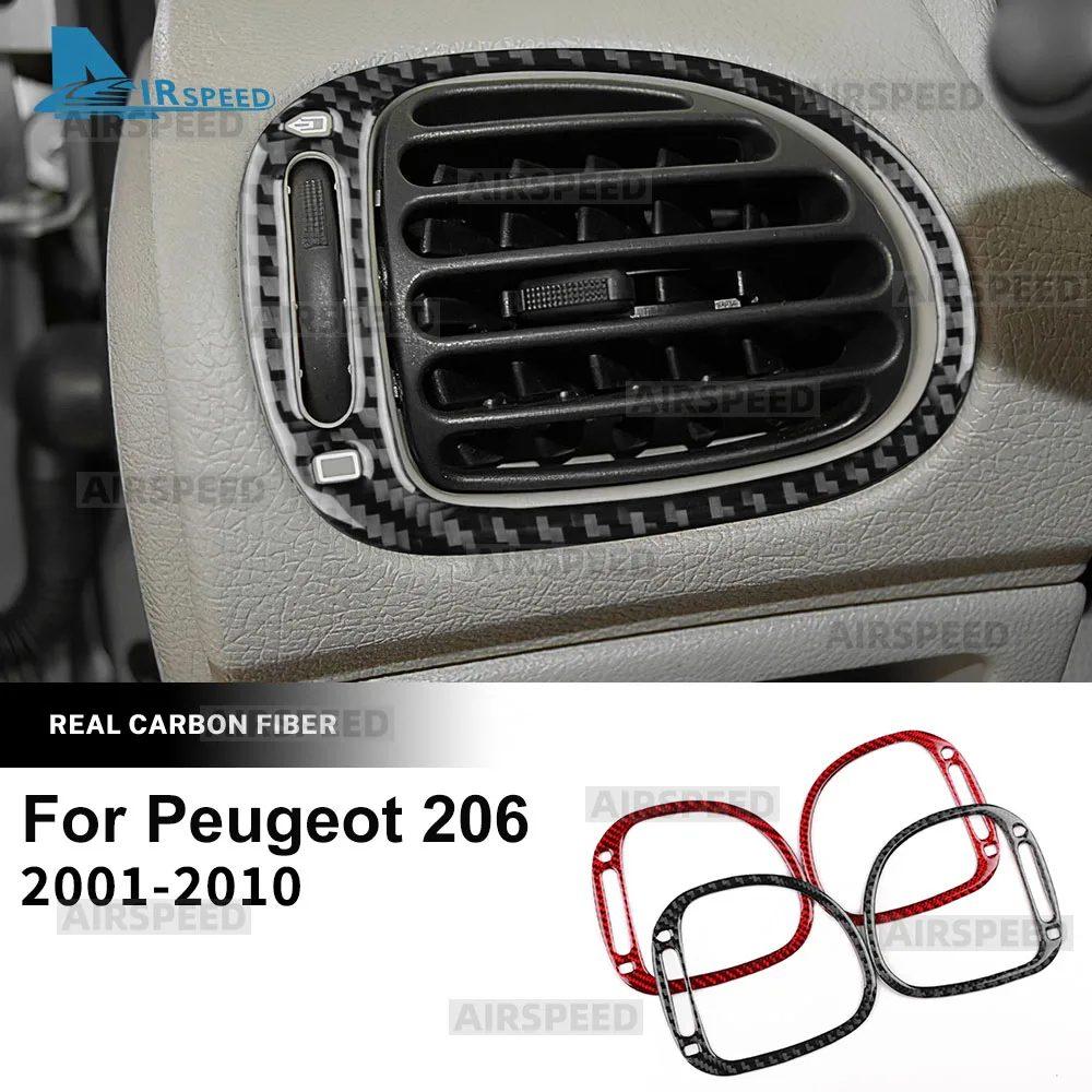 Real Soft Carbon Fiber Sticker For Peugeot 206 2001 2002 2003 2004 2005 2006 2007 2008 2009 2010 Car Side Air Outlet Frame