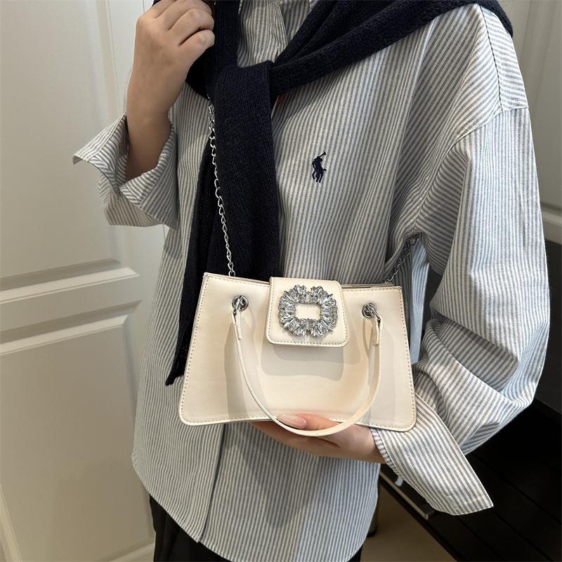 Diamond-encrusted Small Square Bag Women's Bag Summer New Fashion Light Luxury Shoulder Bag Commuter Chain Messenger Bag