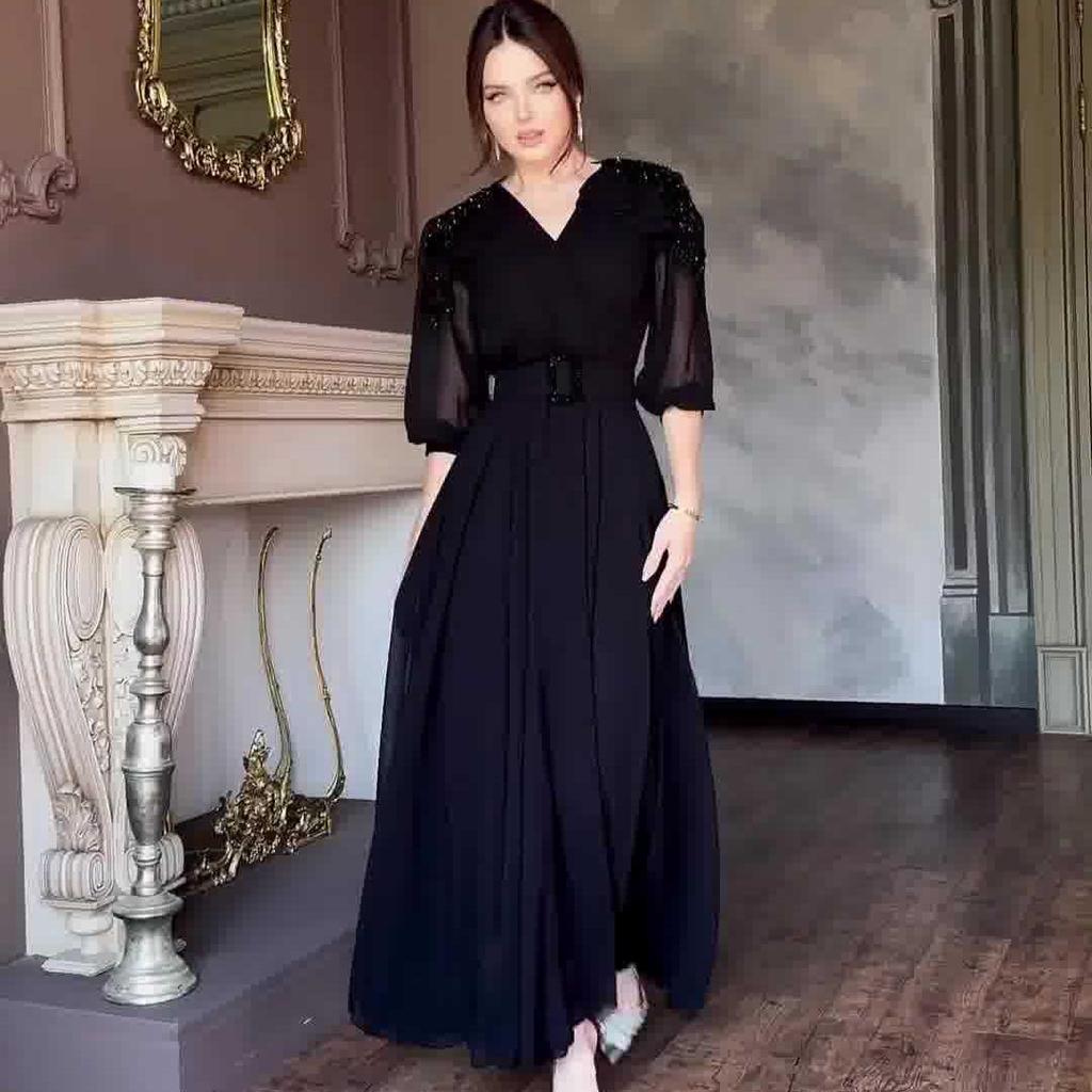 2024 Summer Elegant Women's Solid Color Waist-Cinching Mesh Long Dress