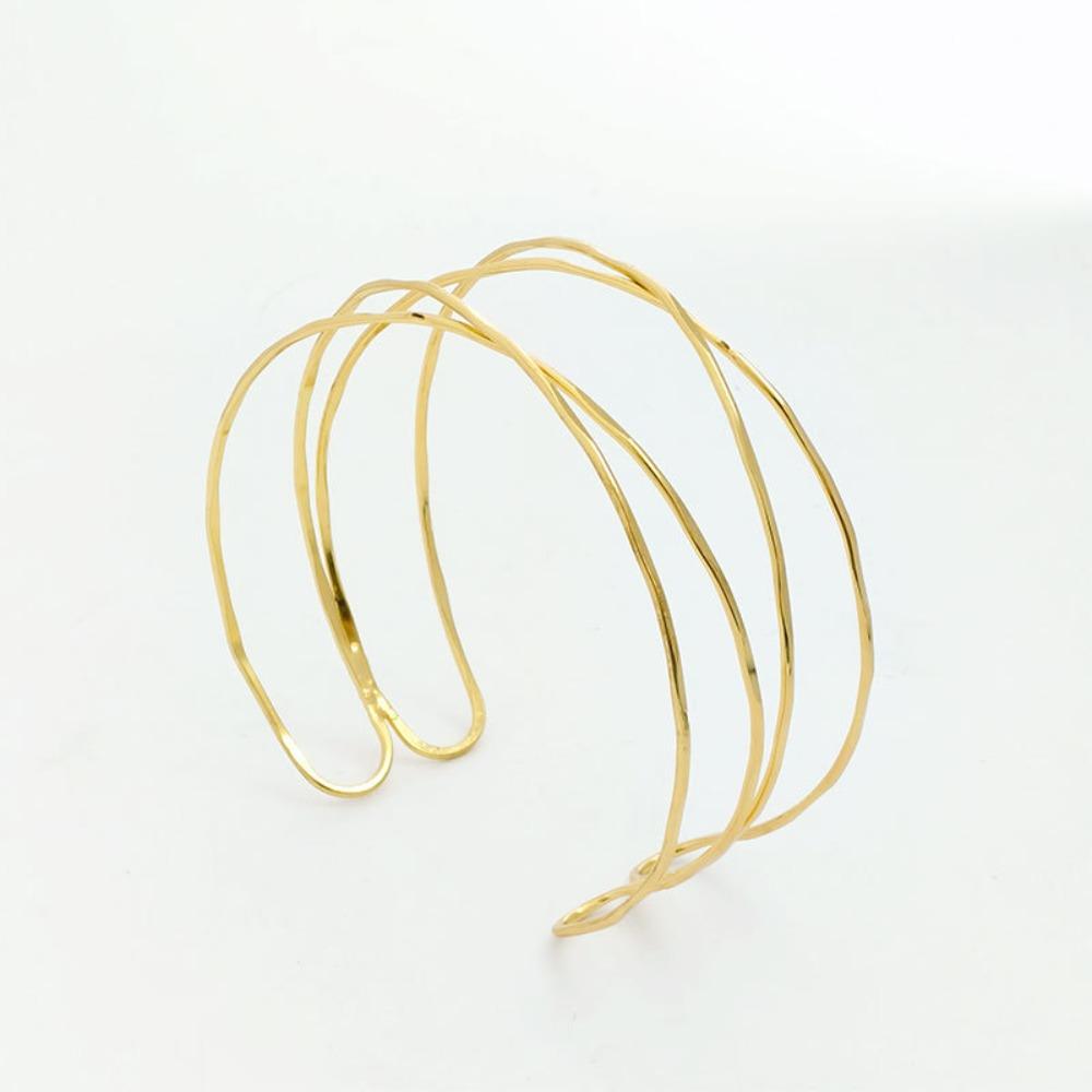 Trendy Exaggeration Hollowed-out Multiple Layers Cross Personalized Arm Ring Adjustable Opening Bangles for Women Ewellery Gifts