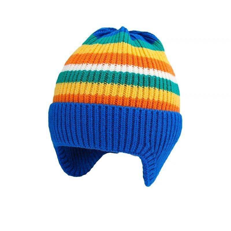 Children's Hats Autumn and Winter Girls Pullover Knitted Hat Colored Wool Hat Boys Baby Warm Ear Hat Tide