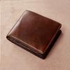 Genuine Leather Wallet Men RFID Blocking Vintage Cowhide Bifold Short Multi-card Holder Casual Solid