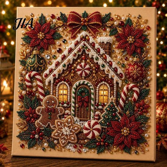 Creative Hobby Kits Christmas Faux Pearl Art Kit, Tree Wreath Painting DIY Kids Holiday Gifts Sparkling Diamond Craft Kit for Adults, Wall Decor Gem