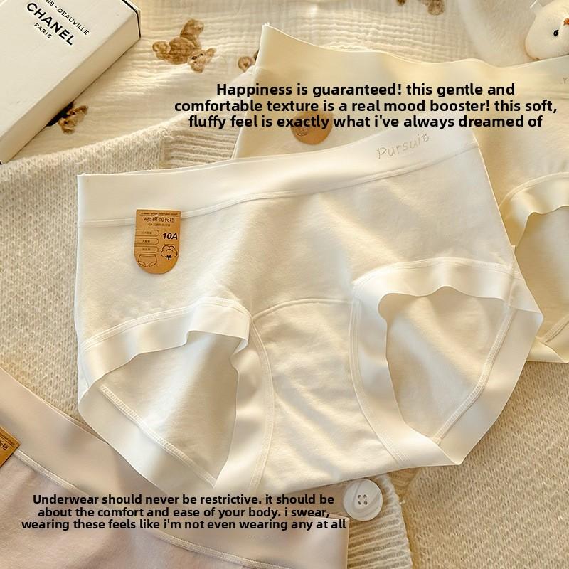 Large Size Women Spring and Autumn Simple Pure Cotton 10A Antibacterial No Trace Hip Mid Waist Briefs