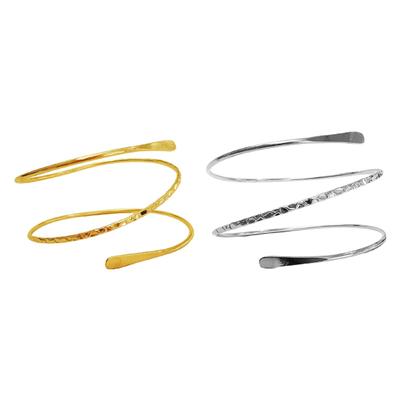 Women Bracelet Open Layers Solid Color Polished Electroplated Stainless Lightweight Punk Hip Hop Cool