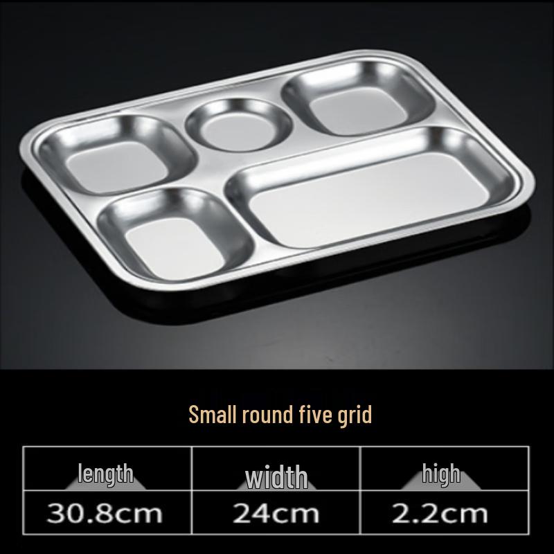 DREAM 201 Stainless Steel 5-Compartment Rectangular Plate
