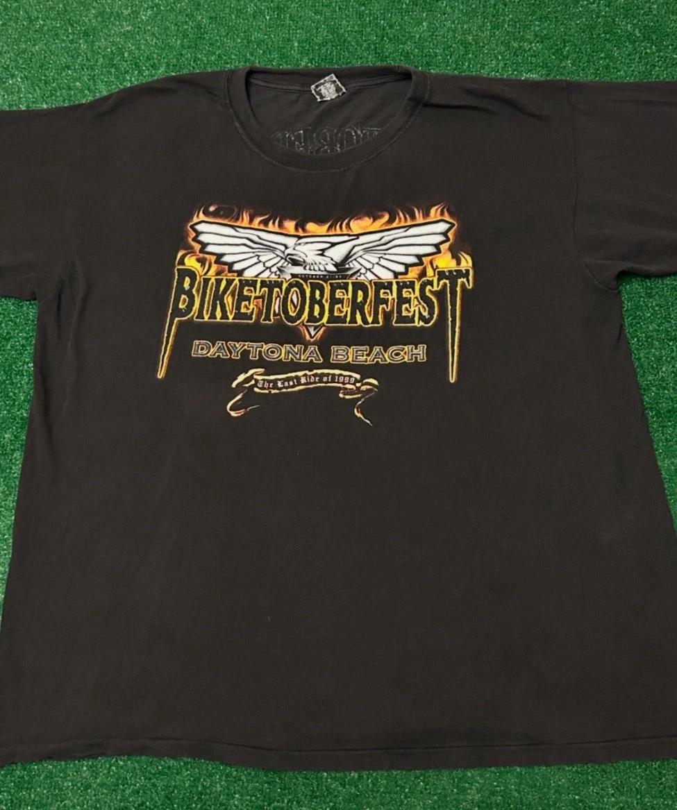 Vintage 90s Daytona Bike Week Biketoberfest Eagle Flames 1999 VTG Shirt Mens XXL M
