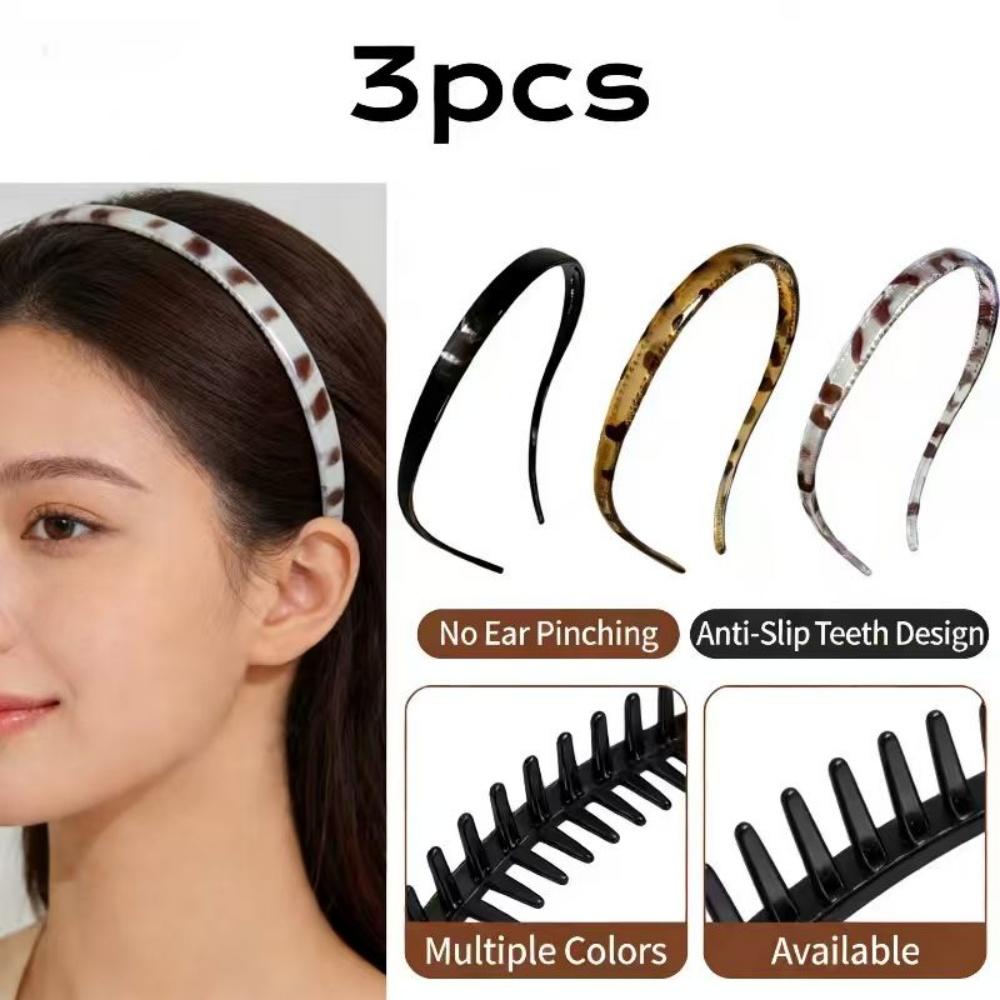 

3Pcs Vintage Tortoiseshell Headband Set, Anti-Slip Teeth, Perfect for Daily Styling & All Hairstyles