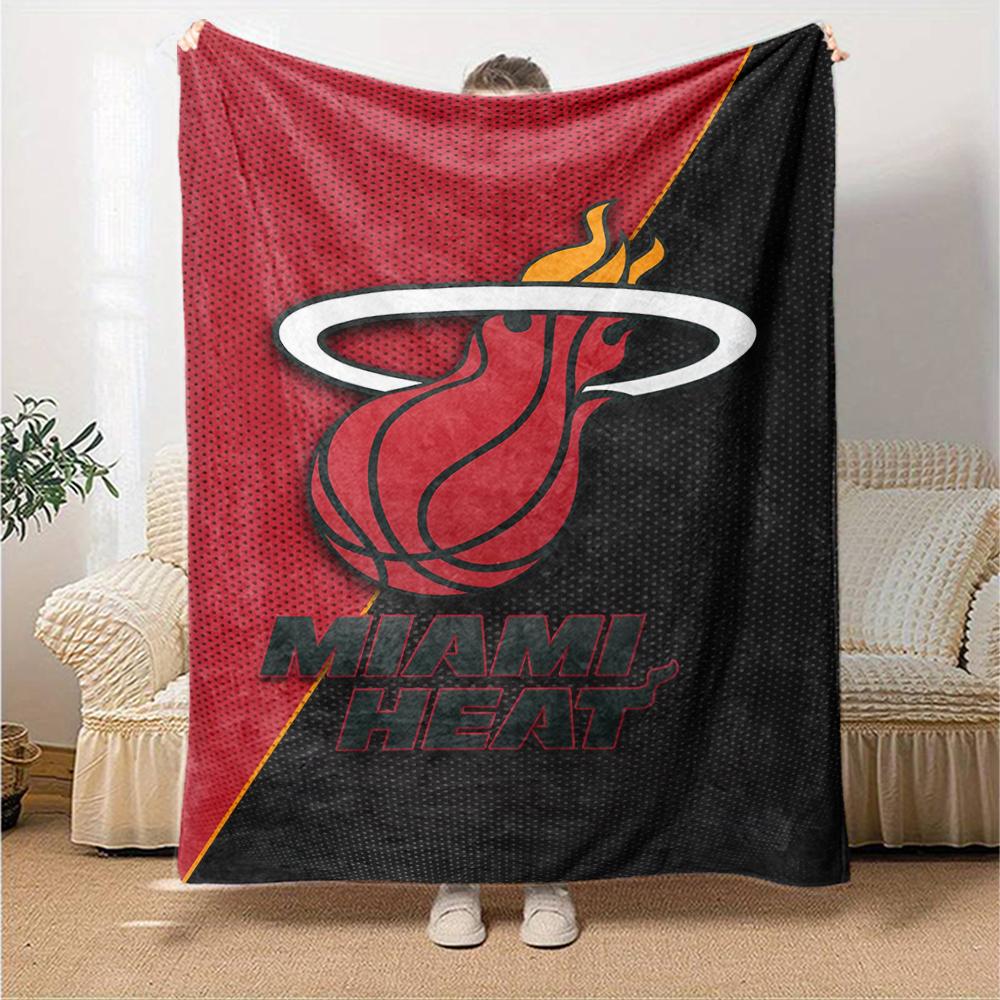 Miami Heat Theme Printed Blanket - Perfect for Couch, Bed, Travel & Outdoor Use | Machine Washable, Cozy & Durable.