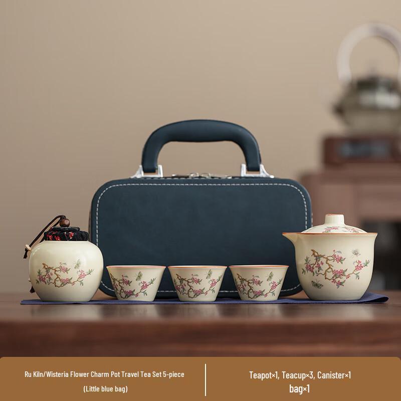 Xunyi Ru Ware Wisteria Travel Tea Set