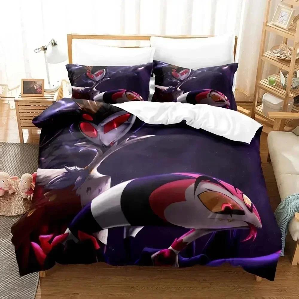 Anime Stolas Helluva Hazbin Hotels Boss Bedding Set Printed With Pillowcase Bed Duvet Cover Soft Queen King Size Bedclothes Home
