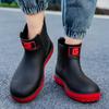 Men's Short-Tube Non-Slip Rain Boots Fashionable Low-Top Water Shoes, Pvc One-Time Molded Rain Boots, Pastoral Labor Waterproof