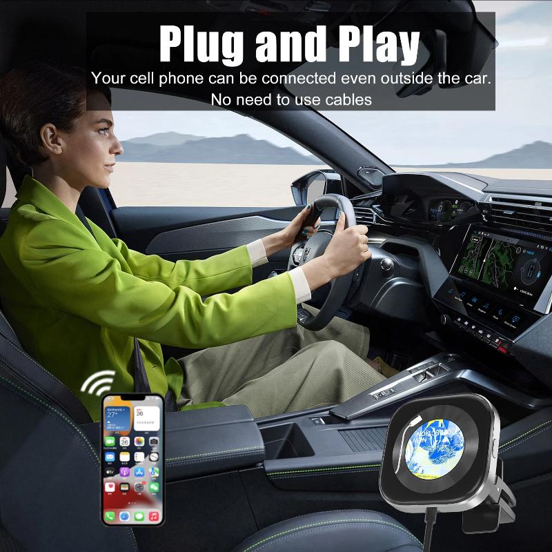 Wired To Wireless CarPlay Converter, Car Smart Connectivity and Entertainment System Adapter, Upgraded Air Freshener Clip