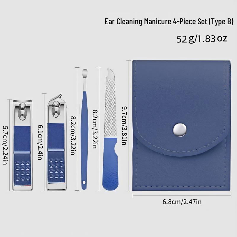 Nail Clipper & Angled File Set with Ear Pick - Manicure Tools for Women