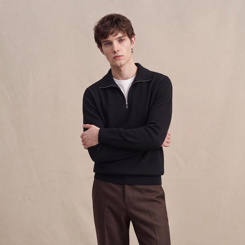 JOW Cashmere & Merino Wool Blended Quarter-Zip Sweater for Men