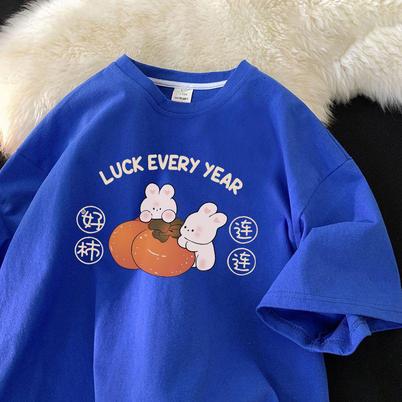 

Футболка с короткими рукавами Женская одежда Хлопок 2025 Лето Свободная футболка с рисунком 2XL