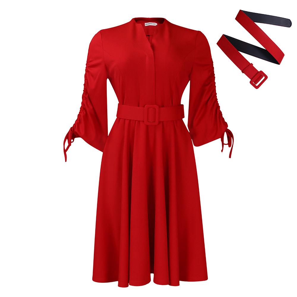 

D3251 Элегантная европейская и американская женская юбка А-силуэта больших размеров со складками - коллекция осень/зима 2023 г. XXL