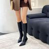 2025 New Wind Pointed Thin But Knee Boots Women's Autumn Thin Heel High Boots Rear Zipper High Heel Thin Boots