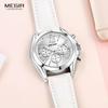 Megir 2114 Luxury Red Color Leather Band Material Water Resistant Factory Watch Women's Female Quartz Wristwatch Women Relogio