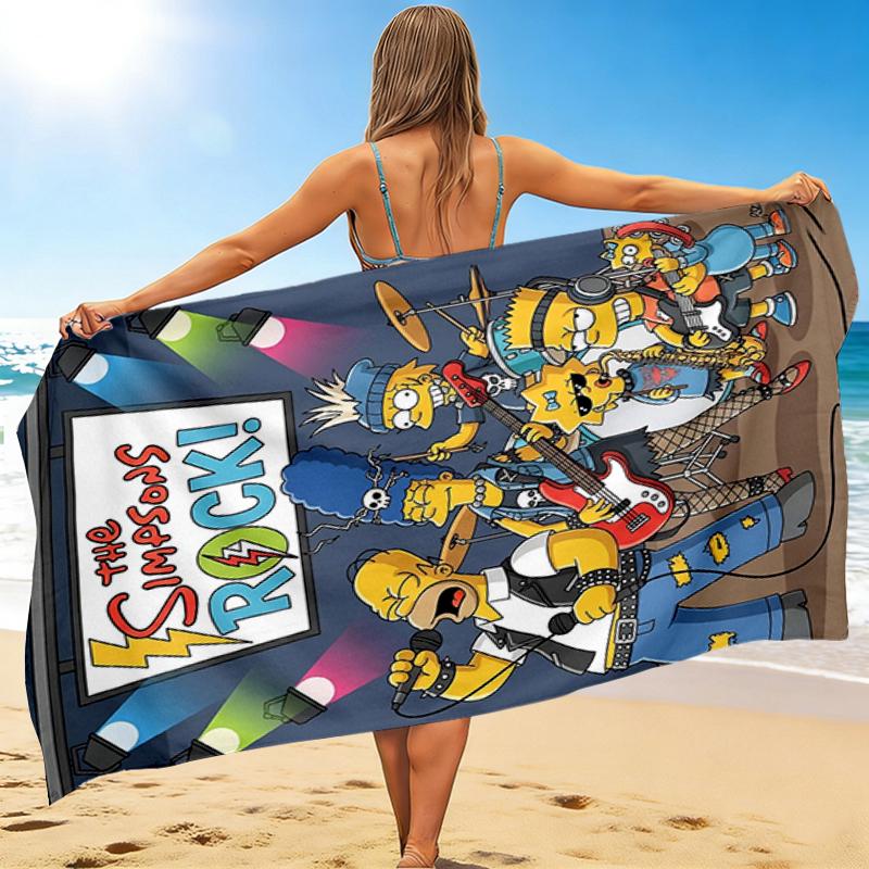 1Pc Simpsons Band Concert Beach Towel, Quick Dry, Multi-Use for Beach Pool Gym Yoga Home Travel, Christmas, Halloween, Xmas Gift S757