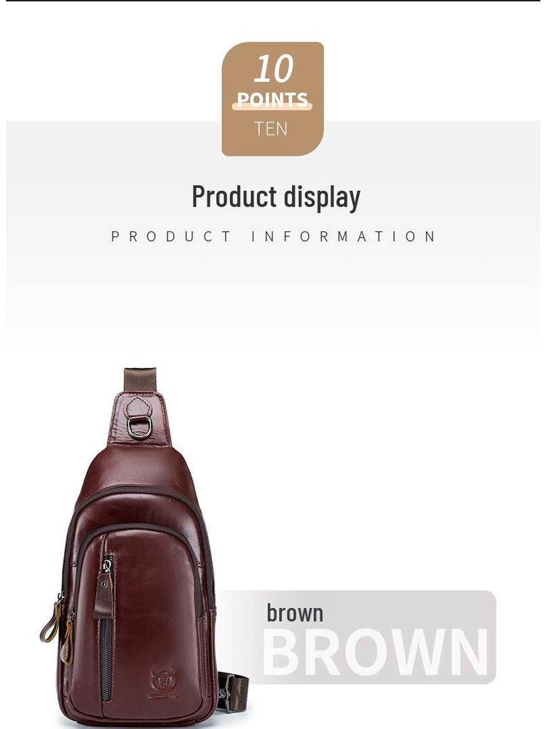 Cow Captain Men's Genuine Leather Crossbody Chest Bag - Top Layer Cowhide Multifunctional Sports Casual Bag