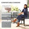 Rattan Bistro Set, 3 Piece Garden Furniture Set with Glass Top Table and Cushions, Light Grey