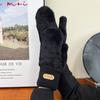 Warm Full Finger Mittens Plush Cycling Driving Gloves Solid Color Solid Color Gloves  Female