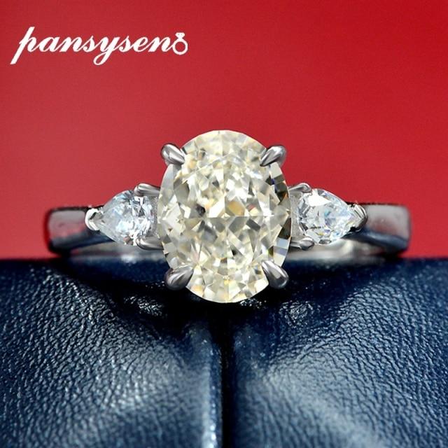 Sparkling 100 %925 Sterling Silver Oval 7 *9mm Red Pink Blue High Carbon Diamond Adjustalbe Rings For Women Fine Jewelry