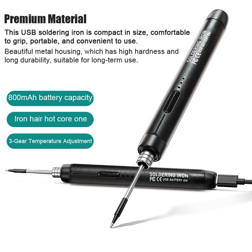 USB Portable Intelligent Electric Soldering Iron Multifunctional Soldering Welding Pen with 300-400℃ Temperature Adjustment Func