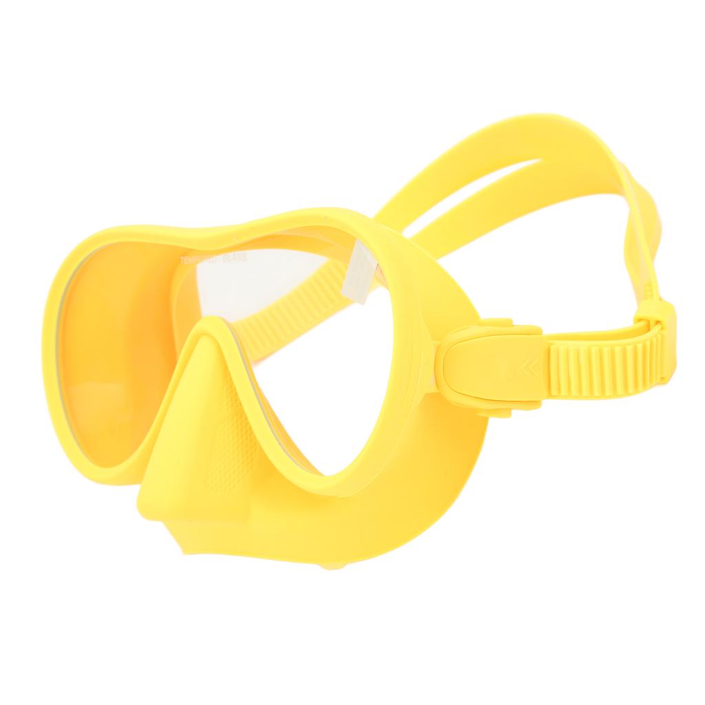 Scuba Diving Goggles Anti Fog Tempered Glass Snorkeling Dive Mask with Silicone Strap Foldable Panoramic View Swim Goggles Yellow