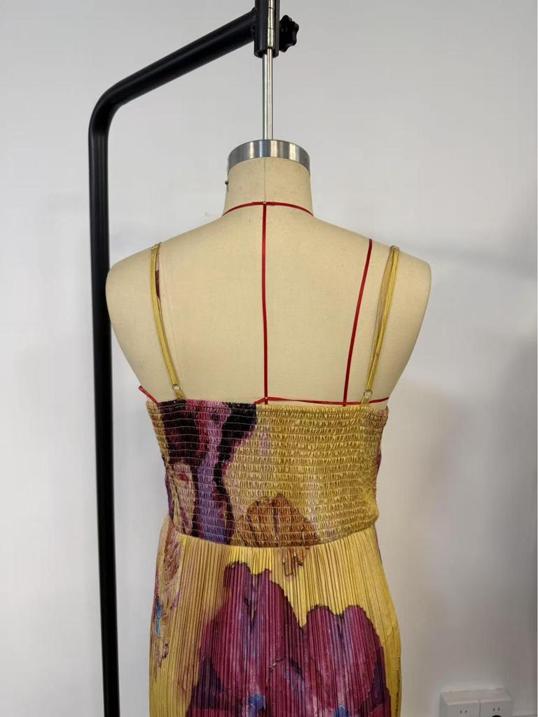 Nuovo Abito da Sera Pieghettato con Spalline Sottili - Stile Sexy A-line Slim - Moda Europea e Americana per Donna