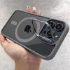 Metal Holder Phone Case For iPhone 17 16 15 14 13 12 11 Pro Max Plus Air For Magsafe Transparent Magnetic Lens Protection Cover