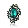 Retro Alloy Crystal Glass Brooch High-End Temperament Women'S Suit Cardigan Corsage Jewelry Pin