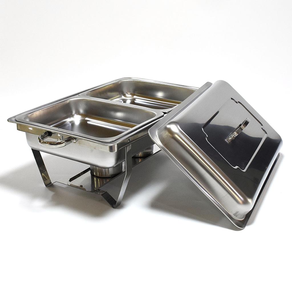 Buffet Warmer Server 2 Tray Chafing Dish Buffet Set Stainless Steel Food Warmer for Hotel Restaurant