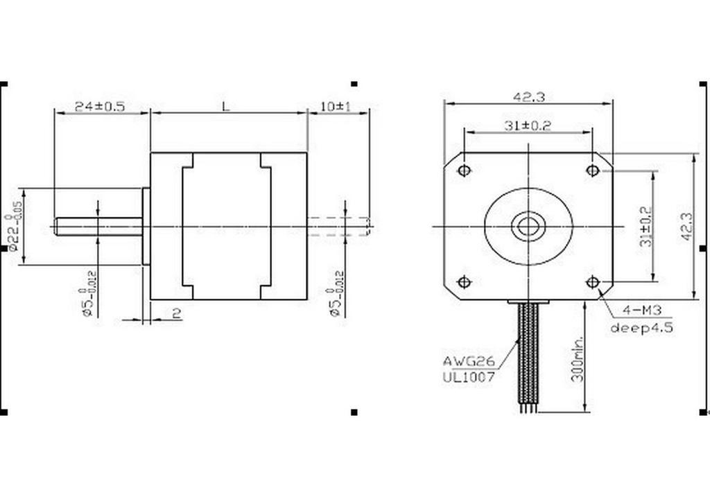 JK42HM40-1684 Pulsed Two-Phase Stepper Motor 0.9° Steps, Model 42HM48
