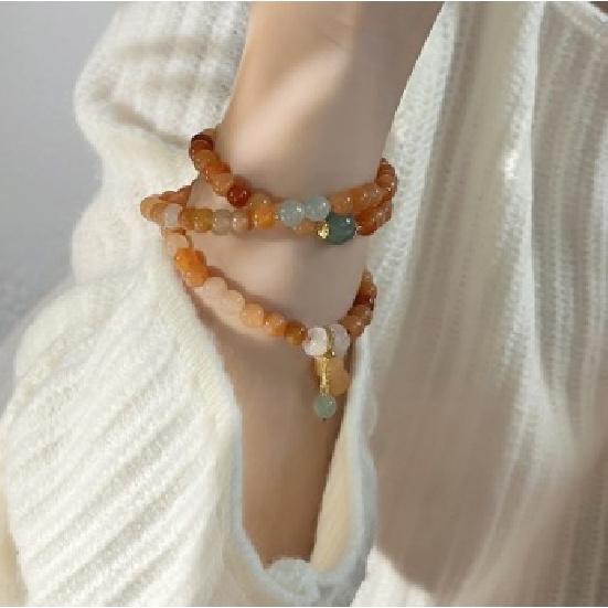

Shilijian Ice Orange Gourd Artistic Fresh Ancient Style Natural Stone Multi-layer Bracelet Versatile Girl s Bracelet Ice Orange Gourd