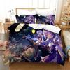 Anime Genshin Impact Paimon Bedding Set Duvet Cover Sheet Printed Bed Set Pillowcase Bed Full Queen King Size Comforter Bedroom