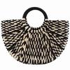 Beach Woven Rattan Bag Retro Straw Woven Bag Women Leisure Wicker Handbag Semi-circular Straw Woven Bag