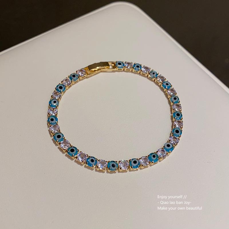 Sweet Luxury Devil'S Eye Zircon Geometric Buckle Bracelet For Women Jewelry Accessories Gifts
