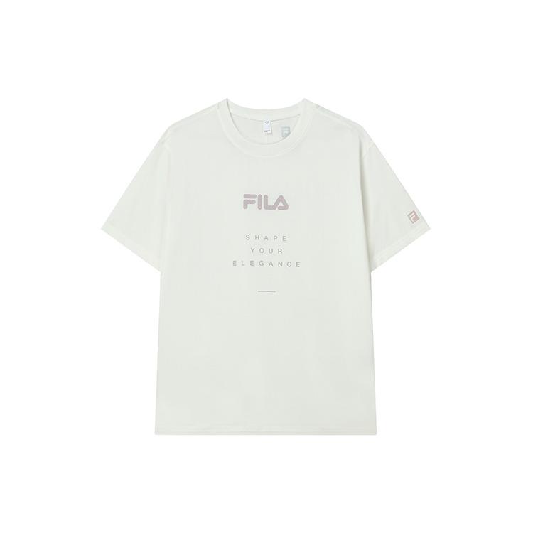New FILA Athletics Drop Shoulder Sleeve T Shirt Women's Raw White A11W221107F-WT