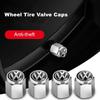 VW New 4 pcs Metal Car Wheel Valve Caps Stem Covers for VW Volkswagen Golf Polo Passat Tiguan Touran Jetta Accessories