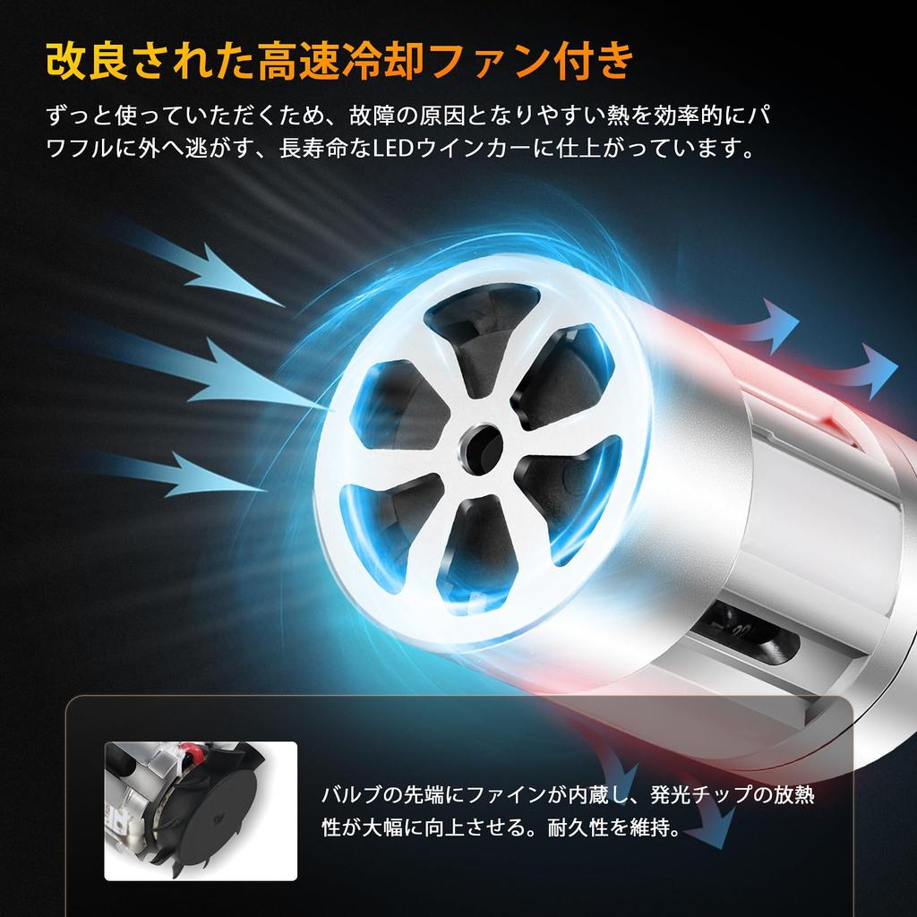 New S25 LED Turn Signal with Resistor Canceller To Prevent Cooling Set of 2 with Bulbs, 180°, Built-in Hyper-Flash, Stealth, 12V, Fan, Non-Polar,