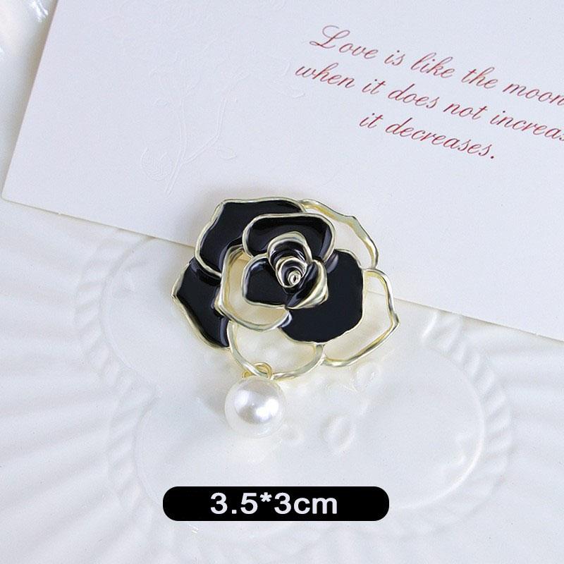 Camellia Brooch Fashion Luxury Rhinestone Imitation Pearl Pin For Women Fashion Clothes Corsage Jewelry Accessories Wholesale