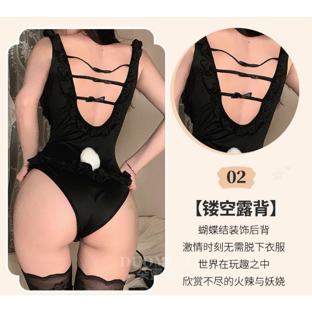 Domila Sexy Lingerie Pure Desire Sexy Playful Bunny Girl Hidden Button Open Gear Free Onesie Uniform Suit