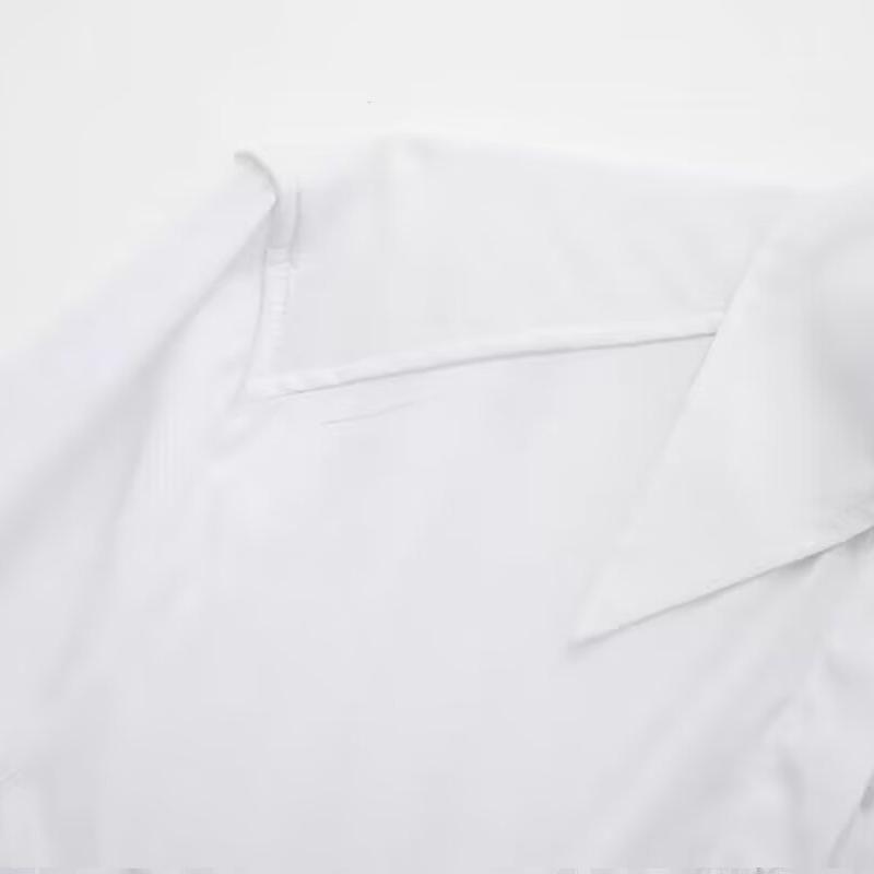 Kaslead New Arrival Women's Fashion Style Fashion Minimalist Waist Trimming Short Poplin Long Sleeves Shirt 2584686