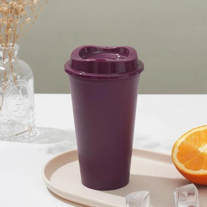 1pcs 475ml  Reusable Plastic Straw Cup 16OZ  Large Capacity Leakproof Travel Tumbler for Coffee Smoothie Home Birthday Party
