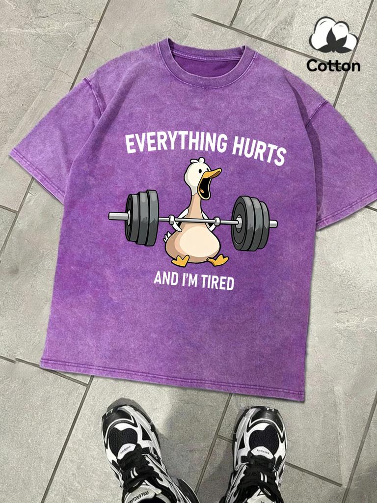 The Great Goose Striving For Fitness Washed Man Tee Loose Fashion TShirt Summer Cotton Short Sleeve Unisex AllMatch Clothing