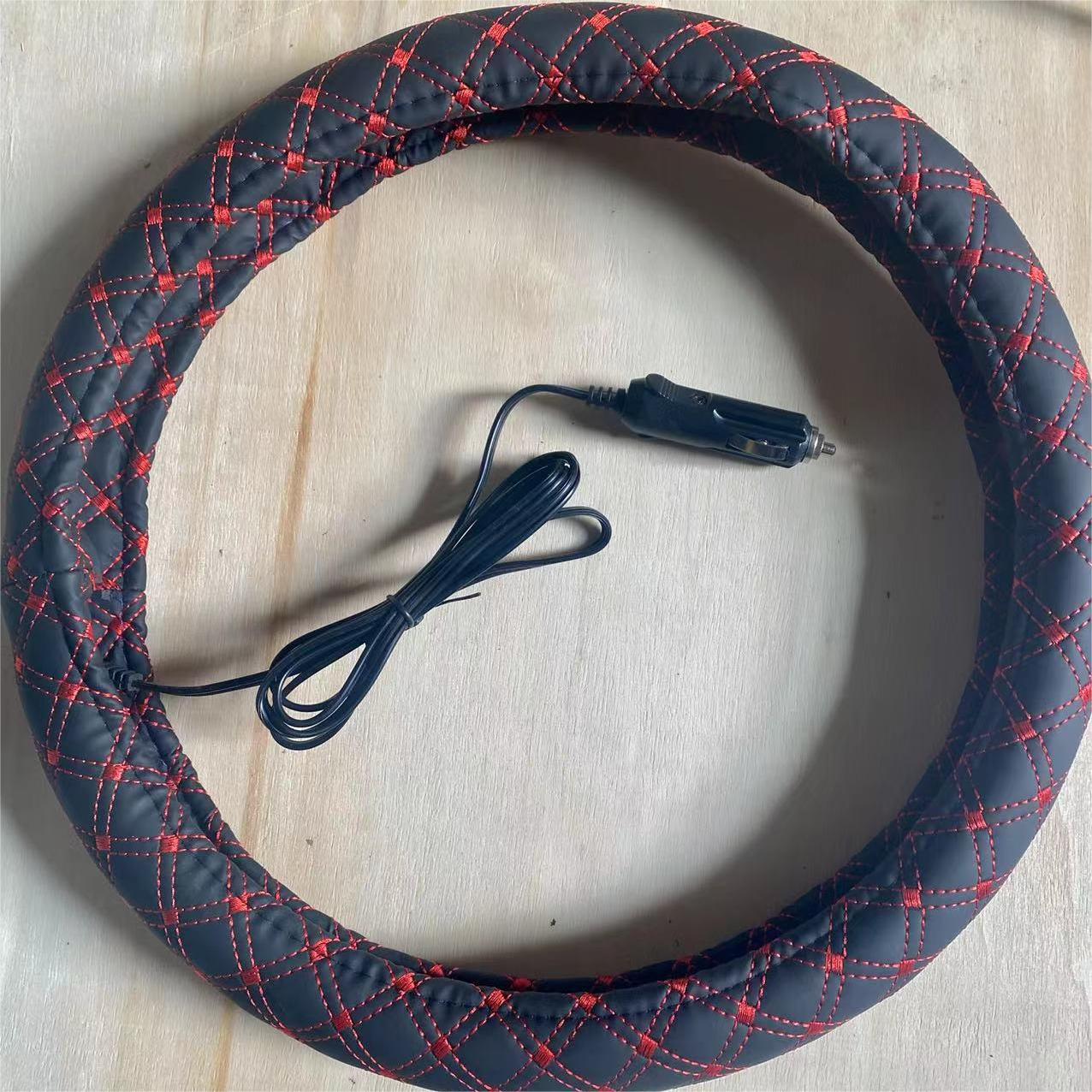 

Универсальный автомобильный чехол на руль с подогревом, электрический подогрев, зимний обогреватель для рук, автотеплый противоскользящий протектор, автомобильный аксессуар красный