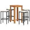 VidaXL 5 Pcs Garden Bar Set Black Solid Acacia Wood Rattan, Outdoor Bar Table and Chairs, Set of 3295270