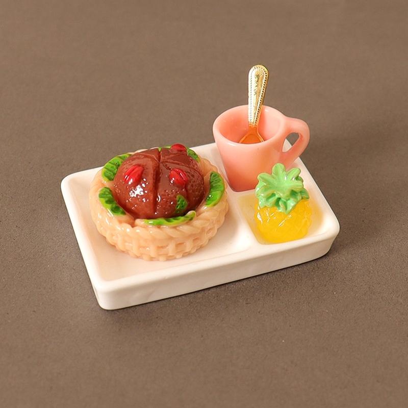 Miniature Toy Model Scene Doll House Accessories Mini Western Steak Cover Iron Plate Lid Delivery Tray